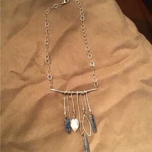 Artisan Silver Necklace with Blue and White Accents
